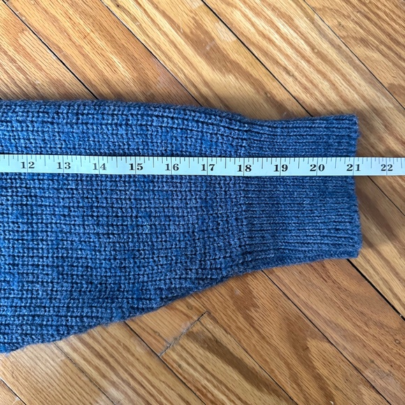 Vtg L.L. Bean Heavy Wool Henley Fisherman Sweater High Trek Yarn Blue Mens L - Picture 8 of 8